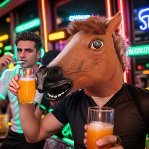 Party Masks Mens Brown Horse Mask Interesting Head Props Latex Animal New Halloween Role Playing Costume Equipment Full Face Q240508