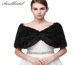 Eleganta tillbehör vinter brud wraps faux päls kappa för bröllop kortjacka bomull bolero kvinnor accessoire mariage 170105459056