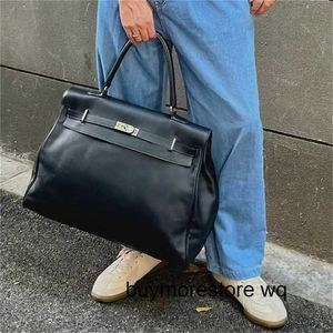 Cowhide Handbag Deisgner 10A Calfskin 50cmショルダーバッグ手作り旅行荷物ブラックレザーキャパシティレディースレメンショルダーロゴ高品質