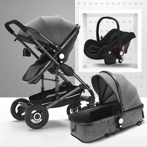 Strollers# High landscape baby stroller 3-in-1 with car seats pink stroller luxury travel Pram car seats and baby stroller T240509