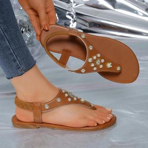 Scarpe casual sandali femminili moda estate flip fibbia di rhinestone boemia signore traspirabile spiaggia traspirante