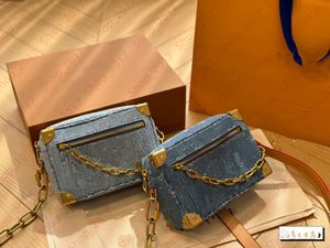 Mini yumuşak gövde kadın kutu crossbody çanta gövdesi denim çapraz vücut omuz tasarımcısı denim erkek çantalar bayan el çantası haberci cüzdan küçük kılıf çantası lüks zincir sırt çantası