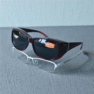 Gli occhiali da sole evvevano sfumature polarizzate con clip per occhio gatto da uomo uomo marrone anneplibile occhiali che guidano avvolgimento anti -bagliore si adattano su occhiali telaio Uv400