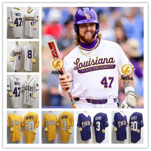 Dylan Crews Tommy White Paul Skenes Lsu Tigers Baseball 2023 McWs National Champs Jersey costura