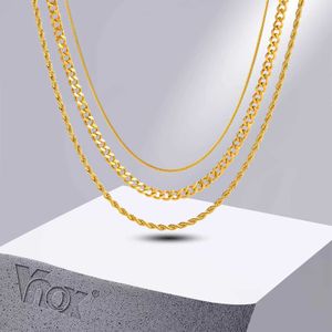 Ketten VNOX 3PCS -Kettenketten für Frauen verdrehte Seilkette Miami Curb Cuban Links Halsband Schlangenkette Choker Set D240509