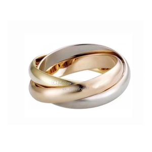 أصلي Trinity Love Ring مصمم للنساء V-Gold Three Rings Three Color Cross Cross 18K Gold CZ Diamond Nail Ring Mens Jewelry Daily Outfit Exclies