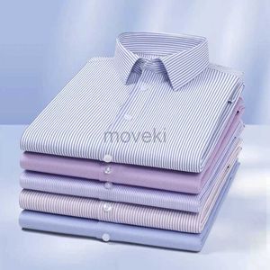 Herrklänningskjortor Nya höga stretchband Anti-rynkade män Skjortor Långärmad klänningskjortor Högkvalitativa män Slim Fit Social Business Blus Shirt D240427