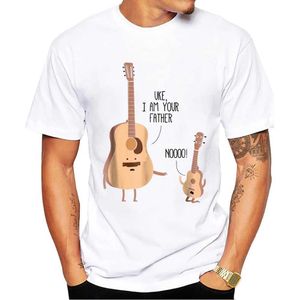 T-shirts masculinos thub t-shirt de música engraçada masculino eu sou seu pai ukulele imprimido harajuku t camisetas curtas slve tshirts legais t y240509