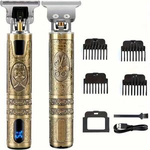 Electric Shavers Dijital Ekran Kuaför Kel Artefakt LCD Elektrikli İtme Kesme Şarj Yağı Kesme Buda Kafa Ejderha Feng Kuaför T240507