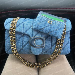 Designer kudde tabby axelväska denim crossbody med quiltning av högkvalitativ pälsskjuvband handväska ombre mjuk kvinnlig dam 20 26 täckt