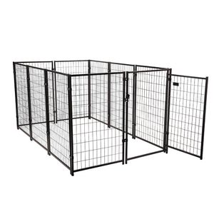 10-panel tungt metallhund kennel, husdjursplaypen med dörr, utomhus bakgård staket för hundar husdjur, 82,7 