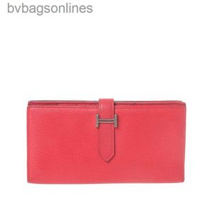 고품질 고급 HREMMS 가죽 가방 디자이너 여성 가방 새로운 빨간 가죽 베어 시리즈 여성 긴 지갑 가방