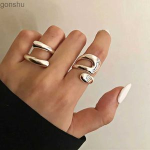 Casal toca novo design de design de distorção geométrica de distorção aberta anel punk rock com anel circular feminino empilhamento de dedo bijoux feminino wx