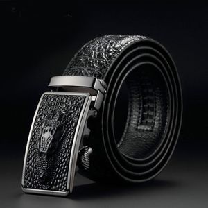 Fashion Casual Men's Leather Belts Faux Crocodile Leather Belt Men High Quality Crocodile Head Automatic Buckle Belt 201117 248f