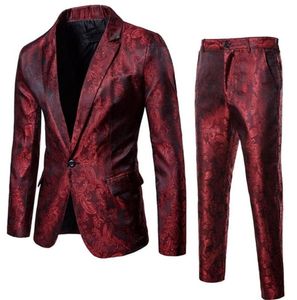 Jackor Pants Men Business Casual Slim Suit set mode tryckt smoking bröllop formell klänning blazer scenföreställningar kostym 2207148760067