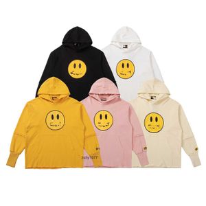Trendy smiley face patchwork with damaged hem hooded hoodie for both men and women hooded jacket for trendy men
