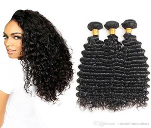 Cheap Deep Wave Bundles 3 PcsLot Indian Raw Hair Unprocessed Virgin Hair Bundle Deals Natural Black Malaysian Indian Brazilian Vi2743614