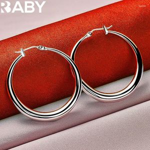 Hoop Earrings URBABY 925 Sterling Silver 36mm Smooth Circle For Women Lady Fashion Wedding Engagement Party Charm Jewelry Gifts