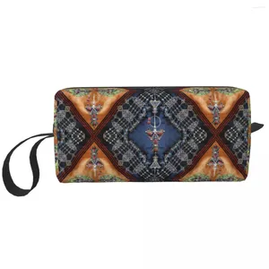 Storage Bags Kabyle Jewelry Carpet Travel Toiletry Bag Women Africa Amazigh Geometric Style Makeup Cosmetic Beauty Dopp Kit