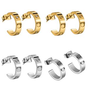 Klassische Hölzerohr -Designer -Ohrringe Schmuck Frau Mann Mode weiß Diamantkristall 18K Gold plattiert Edelstahl Schmuck Juwelen Runde Ohrringe Designer für Frauen