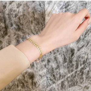 Hochzeitsarmbänder Meyrroyu Edelstahl Goldfarbe Trend Blätter Armbänder für Frauen Vintage Pearl Armbänder Neue Geschenkparty -Juwely