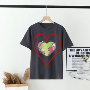 Tshirt Bayan Tasarımcı T-Shirt Kiraz Baskısı Gevşek Mürettebat Boyun Kısa Kollu Pamuklu Tops 2024 Yaz Tees Y2K Street Giyim K1HD