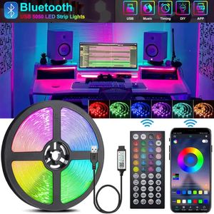 Strisce luminose a LED RGB 5V USB Bluetooth WiFi 5 10 metri Adesivi Adesivi Decorazioni da parete String Ice Ice Holiday Banda 240508