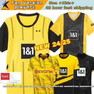 24 25 Dortmundsサッカージャージトリコット50周年記念ファンフットボールシャツキッズキット2024 2025 Sancho Reus Home Away Moukoko Brandt Cupバージョンユニフォーム