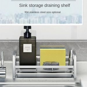 Kitchen Stainless Steel Sink Drain Rack Sponge Storage Organizer Dish Soap Drainer Shelf Kitchen Organizer Bathroom Accessories