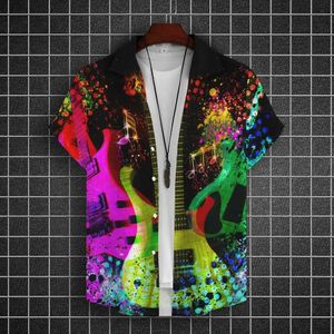 Men's Casual Shirts Mens Shirts Hawaiian Summer Shirts Casual Fashion Wear Clothing 3d Printed Musical Instrument Men Beach Shirt Men Clothing T240507