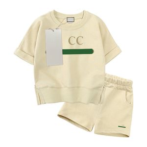 ストックデザイナーの6色のベビーガールズボーイズ服セット子供カジュアルカジュアルスプリングキッズ衣装サマーTシャツショートパンツ2PCS
