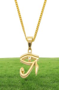 316L Stainless Steel Gold Color Egyptian The Eye Of Horus Pendant Necklace Hip Hop Wedjat Eye Necklaces For Unisex Jewelry227L9514596