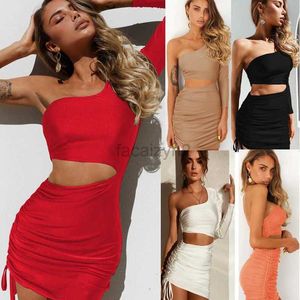 Casual Dresses Designer Dress 2024 Women's Sexy One Shoulder Hollow spets långärmad lindad höftklänning plus storleksklänningar