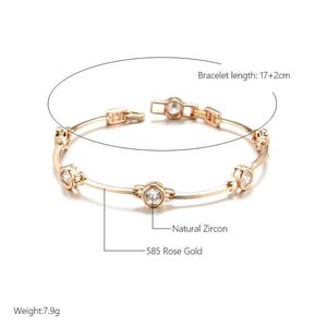 Braccialetti per matrimoni Kinel Hot Simple 585 Bracciale di colore in oro rosa per donne Trend di lusso Zircone Naturale Sposa Notare Daily Gioielli Fine Nuovo nuovo