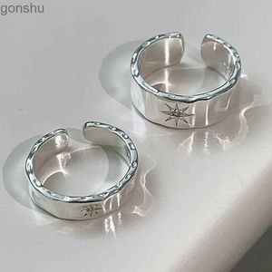Para pierścieni punkowa srebrna gwiazda pierścień pary dla męskiej regulacji ośmiopunktowej cyrkon Pentagonalny pierścień vintage Y2K Akcesoria biżuterii wx
