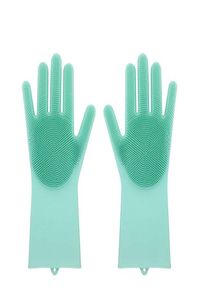 Luvas de silicone com escova de segurança reutilizável Silicone Washing Glove Luvas resistentes a calor Ferramenta de limpeza de cozinha HHAA614 28 N21808447