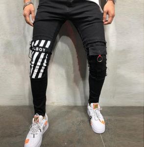 Mens Cool Designer Brand Pencil Jeans Skinny Ripped Destroyed Stretch Slim Fit Hop Hop Pants With Holes For Men Printed Jeans T2004838763