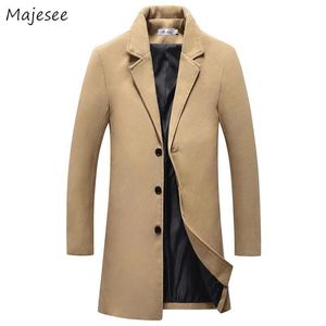 メンズウールブレンドメンコートシングル胸肉の固形メンズトレンチコートジャケット高品質の暖かいプラスサイズの男性長袖o 237r