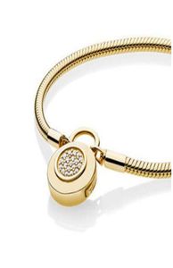 Luxury Fashion Yellow Gold Cz Diamond Armband Original Box för 925 Silver Lock Chain Armband Women Jewelry2053688