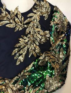 Vintage Green Long Sleeve Mermaid Sequins klänning Sparkly Elegant Plus Size Shiny Party Evening African Long Dresses for Women 200923210760