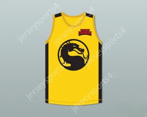 Anpassad Nay Mens Youth/Kids Bruce Leroy Green 85 The Last Dragon Yellow Mortal Kombat Jersey med broderad patch toppstickad S-6XL