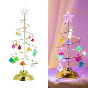 Acrylic LED Ornament Romantic Tree Glowing Crystal Xmas Trees Art Crafts Battery Powered for Home Bedroom Christmas Decor Gift s
