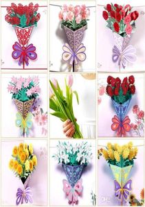 Karty pozdrowienia Dzień Matki Pocztówka 3D Pop -up Flower DZIĘKUJĘ MOM MAMA ZAPROSZENIE URODZINY PRZEDSTAWOWANIE Prezenty Wedding Paper225i7815159