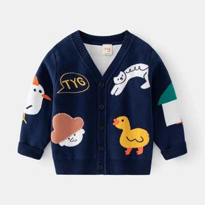 Set 2-8t bambini e ragazze abbigliamento invernale cardigan cardigan giacca da stampa animale a maglia Q240508