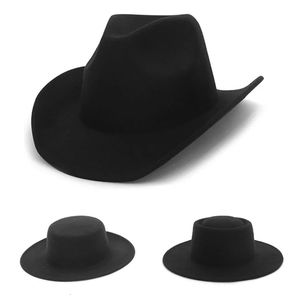 Gemvie yün harman fedoras geniş ağzı açık hava kovboy şapkası kadınlar için erkek Panama 240423