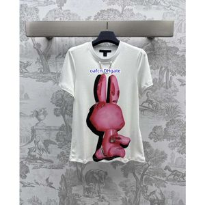 Damska koszulka designerska łańcuch koszulki lamparta Polo spódnica okrągła szyja luźna bawełniana koszulka z krótkim rękawem śliczny kreskówkowy królik