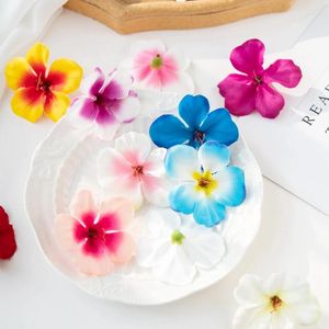 Decorative Flowers 50Pcs/lot 5Cm Silk Cherry Blossoms Diy Scrapbook Candy Box Christmas Wreath For Home Wedding Decoration Artificial