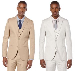 Cool Beige and Fine hack Lapel Wedding Groom Tuxedos Men Suits WeddingPromdinner Man Blazer Jacketvestpants9367991