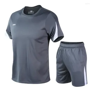 Men's Tracksuits Summer Leisure Sports Short Sleeved T-Shirt Running Yoga Breathable Sweatwicking Quick Drying Two Piece Set