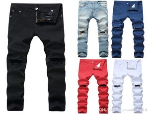 2018 New Slim Fit Ripped Jeans Men Histreet Mens Denim Joggers Knee Holes Washed Destroled Jeans9341217